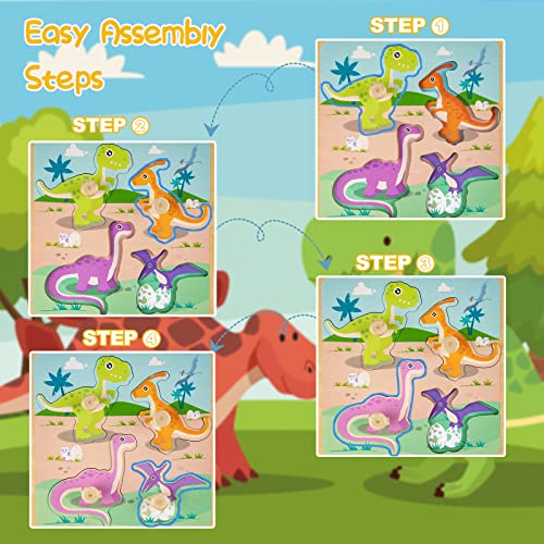 Wooden Toddler Puzzles - 4 Pcs Eco-Friendly Animal Patterns Jigsaw With Handles - Infant Kid Fine Motor Skill Learning Educational Montessori Toys for 1-3 Years Old - style: Style A