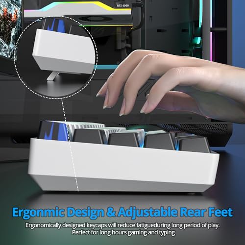 Protable 60% Percent Gaming Keyboard Mechanical, Mini Compact Ice-Blue LED Backlit 68 Keys Wired Office Keyboard with Red Switch for Mac/Win/PS4/PS5（68White/red Switch） - color: 68White/red Switch