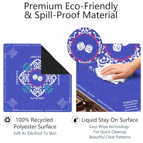 Blue Mahjong Mat with Rules, 31.5*31.5in Anti Slip American Mahjong Mat for Table, Noise Reduction, Neoprene Mah jongg Mats with Carrying Bag & 3 Dices, Mahjong Supplies Gift, Board Tile Games Mats - color: Blue04