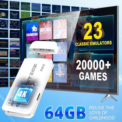 Wireless Retro Gaming Console Classic Retro Game Stick Built-in 23 Emulators 20,000+ Games, 4K HDMI Output and 2.4g Wireless Controller Gamepad, Plug and Retro Play Video Games for TV - color: M15 Console
