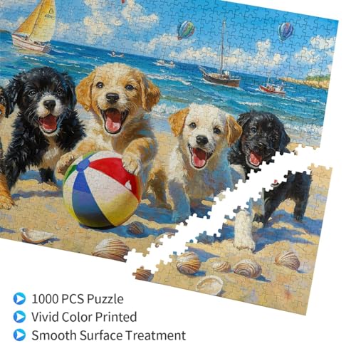 Funny Dog Puzzles for Adults 1000 Pieces - color: Dog Beach Puzzle, size: 1000PCS