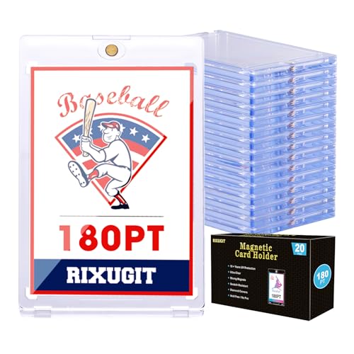 20 Pack 180pt One Touch Magnetic Card Holders for Trading Cards | Strong Magnetic Closure, UV Protection and Scratch Resistant Hard Shell, Fits Thick Baseball Football Sport Game Cards - size: 20ct 180PT Card Holder