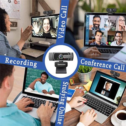 Webcam with Microphone for Desktop,1080P HD USB Webcam Live Streaming Laptop PC Computer Web Camera for Video Calling Conferencing Recording Gaming, AutoFocus 3D Noise Reduction