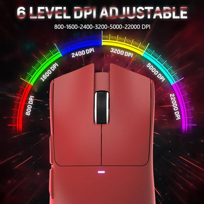 ATTACK SHARK X11 59g Lightweight Wireless Gaming Mouse with RGB Magnetic Charging Dock,PixArt PAW3311,Tri-Mode-BT/2.4G Wireless/Wired Mouse,22000 DPI,5 Programmable Buttons for Pc/Mac(Red) - color: red