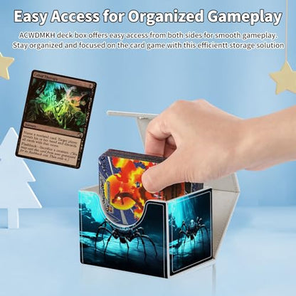 for MTG Commander Deck Box,Card Deck Box for Trading Yugioh MTG,Fits 100 Double Sleeved Cards,PU Leather Strong Magnet Case for Magic Commander TCG CCG,Black Spider - color: Black Spider
