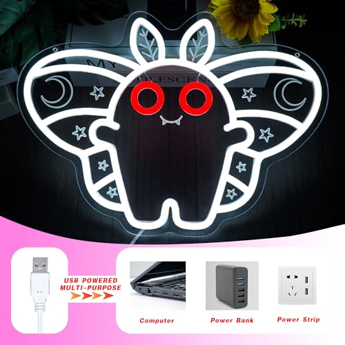 Mothman Neon Sign Cute LED Cryptid Wall Art Cartoon Neon Light for Kids Room Decor Mysterious Creature Light Gift for Fans(14.8 * 10.6inch) - style: Mothman