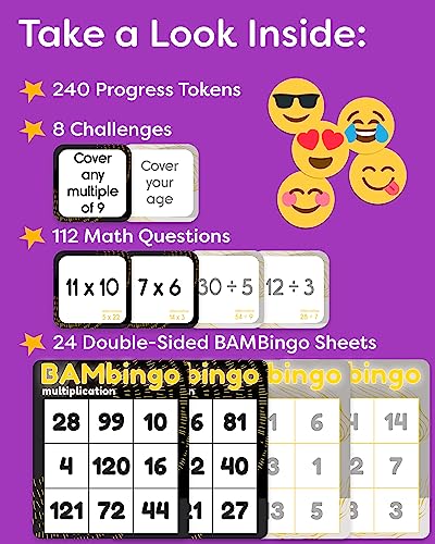 THE BAMBINO TREE Multiplication and Division Facts Bingo Game - 3rd 4th & 5th Grade Educational Math Learning for Classroom & Homeschool