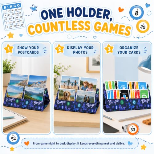 Playing Card Holder for Bingo Pull Tabs Gambling Tickets Card Game Holders for Canasta Poker Bridge Cards Navy Blue - color: Navy Blue
