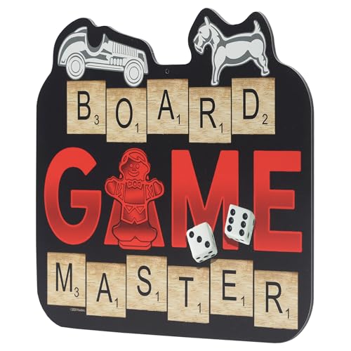 Hasbro Board Game Master Metal Sign | Fun Game Room Wall Decor Featuring Scrabble, Monopoly and Candy Land - color: Black
