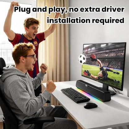 Computer Speakers for Desktop PC, Computer Sound Bar with Detachable Microphone,Gaming Speakers, Plug & Play, PC Speakers for Laptop, Tablet