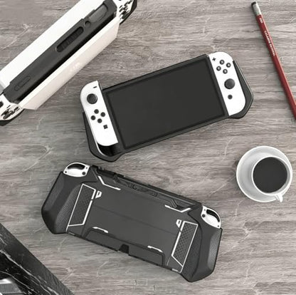Mumba Dockable Case for Nintendo Switch OLED 2021, Blade Series TPU Grip Protective Cover Accessories Compatible with 7 Inch and Joy-Con Controller (Black) - color: Black
