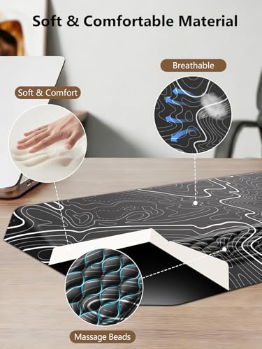 2-in-1 Ergonomic Keyboard Stand with Wrist Rest, Comfy Keyboard Riser Holder with Massage Design, Black Topographic - color: Black Topographic
