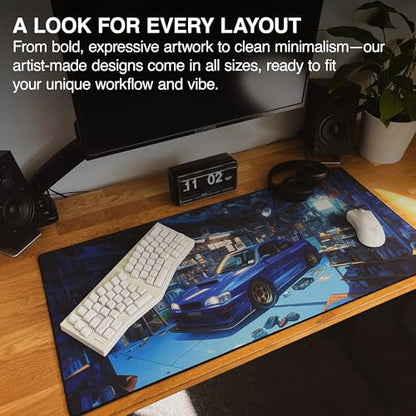 Manga Motors Large Gaming Desk Pad - 36" x 17" Duraglyde Fabric Sakuras-Subaru Desk Mats - Non-Slip, Washable, Smooth Glide for Precision Gaming & Work | Manga Motors, Durable Surface, Washable Fabric, Smooth Glide, Stable Grip, Large Keyboard and Mouse P