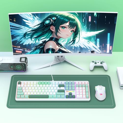 Redragon K745 HE Rapid Trigger Gaming Keyboard, 8K Wired Mechanical Keyboard w/Next-Gen UltraMag 100% POM Silky Magnetic Switch, Dual-Module Floating Patent Structure Design, 5-Layer Noise Dampening - color: Jade Cloud (HE Version), size: 108 Keys