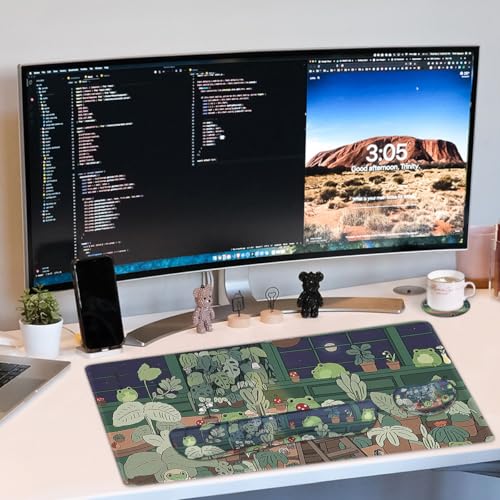 Cute Frog 4 in 1 Large Mouse Pad Set, Kawaii Extended Mouse Pad Set Desk Pad Easy Typing for Typing Office Game 35.4 x15.7 in - Kawaii Frog - color: Kawaii Frog