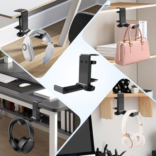1PCS Headphone Stand Hanger Holder, Foldable Aluminum Desk Headphone, Universal Space Saving Headset Stand Multifunctional Under Desk Hanger for Home Office - size: Black 1PCS
