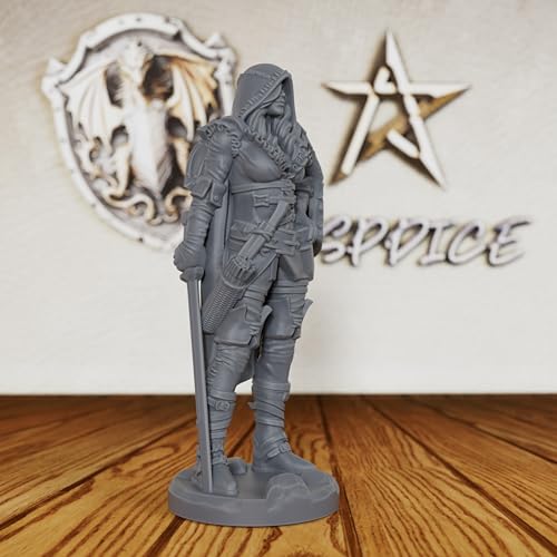 AUSPDICE Pro-Painted Quality Unpainted TTRPG Figure 32mm Scale Fantasy Role Playing Minis Figurine for Dungeon Masters, Human Miniatures Tabletop Gaming Miniatures RPG Accessory - Lycan Slayer(AS301)