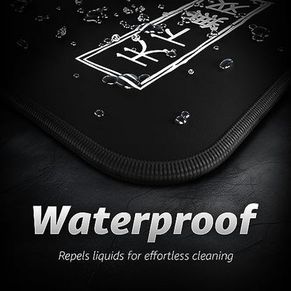 Hystar® Extended Gaming Mouse Pad | XXL 36" x 16" | 5mm Thick, Waterproof Surface, Smooth Polyester Fabric, and Natural Rubber Base | The Great Wave (Black) - color: Black, size: 36L x 16W inches