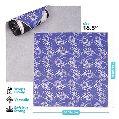 Foto&Tech Flexible Magic Cloth Wrapper, Anti-Scratch Camera Lens Book Wrap Travel Case, Compatible with DSLR Camera Lens Laptop Smartphone Tablet Gaming Consoles - color: Navy Blue Camo, size: 16.50 x 16.50 Inch