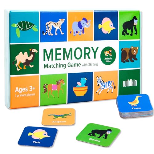Wildkin Memory Matching Game – 18 Educational Pairs for Toddlers & Preschool - Animals - style: Animals