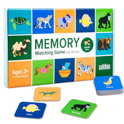 Wildkin Memory Matching Game – 18 Educational Pairs for Toddlers & Preschool - Animals - style: Animals