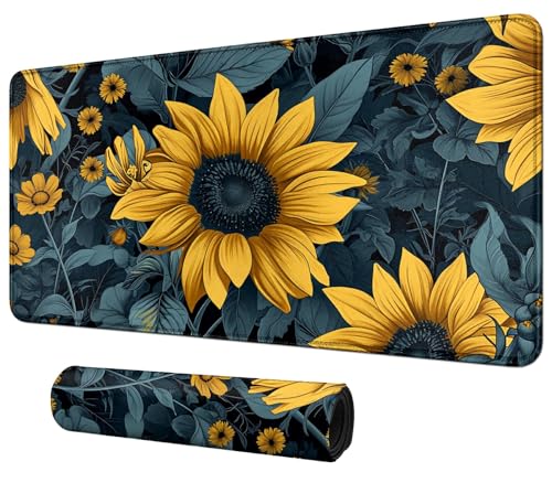 Sunflower Yellow Flowers for MTG & TCG Playmat Mouse Pad,BFDHGQZC 24" x 14" Game Mat for MTG/RPG/CCG Trading Card Game Playmats Table Mat Perfect for Card Games Video Games Computer Office - color: Sunflower Yellow Flowers