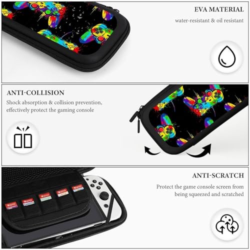 PPIKTC Game Carrying Bag Compatible with Nintendo Switch, Video Game Gaming Portable Game Pouch with 15 Games Cartridges and Protective Hard Shell Case - color: Design (217)