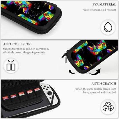 PPIKTC Game Carrying Bag Compatible with Nintendo Switch, Video Game Gaming Portable Game Pouch with 15 Games Cartridges and Protective Hard Shell Case - color: Design (217)