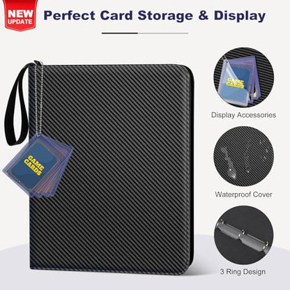 Mlikero 4 Pocket Trading Card Binder with Card Display Design, 440 Double Sided Pockets, Premium Sports Card Binder Compatible with MTG, TCG, Baseball Cards (Black) - color: Black, size: 440 Pocket
