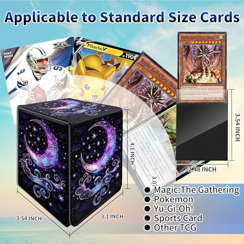 Purple Moon Card Deck Box, MTG Commander Deck Box Card Deck Case for Trading Cards, 100+ Sleeved Cards with PU Leather Magnetic Card Storage Box for TCG CCG Magic Cards - color: Card Deck Box-597