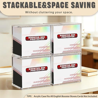 DEDC 1 Pack Acrylic Booster Box Case Magnetic Lid 6 mm Clear | 99% UV Protection with 6 mm Clear Acrylic for Standard English Booster Boxes Inner Size 14.2 X 8.3 X 12.5 cm - size: 1 Pack Booster Box Case