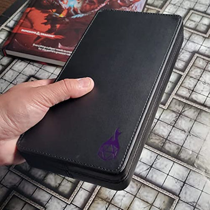 Forged Dice Co. Reliquary Large Divided Case With Tray for Polyhedral Sets - 21 Felt-Lined Chambers - Magnetic Lid Closure - Metal Storage Box - Purple - color: Purple