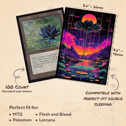Neon Lotus 3 - MTG Card Sleeves, 104ct, Standard Size, Textured | Perfect for Double Sleeving, Smudge Resistant Matte Back, Standard 66x92mm - Compatible with Magic The Gathering & TCG Cards - color: Neon Lotus 3, size: Textured