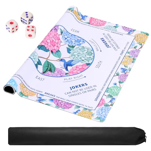 TIASUSAN American Mahjong Learning Mat (33” x 33”) with Black Carrying Bag, Anti-Slip, Noise-Reducing Mahjong Mat for Table - color: Colourful