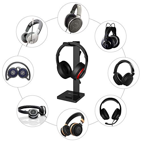 Headphone Stand Gaming Headset Holder For Desk Cable Organizer & Cellphone Stand for All Headphones Size headphone Holder Set Gaming PC Accessories Gaming Station – Black