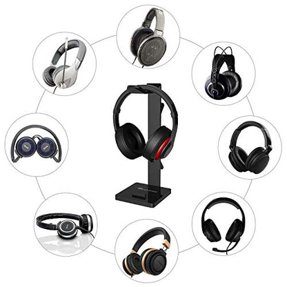 Headphone Stand Gaming Headset Holder For Desk Cable Organizer & Cellphone Stand for All Headphones Size headphone Holder Set Gaming PC Accessories Gaming Station – Black