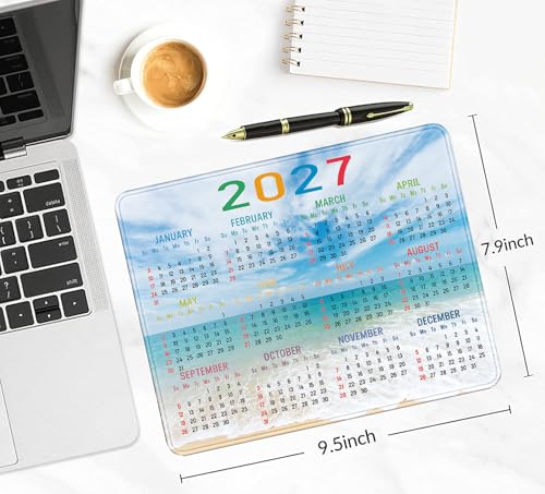 2027 Beach Calendar Mouse Pad, Suitable for Office and Gaming Scenarios | High Density Smooth Surface, Anti Slip Rubber Bottom Stable And Not Displaced, Exquisite Lock Edge Wear-Resistant And Durable - color: Beach Calendar