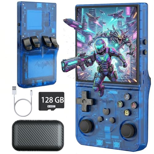 Upgrade S600 Retro Gaming Console, Anti-Slip Patterns Retro Handheld Game Console, 4.0 Inch 720x720 IPS Screen and 22,000+ Classic Games Retro Game Console for Gaming/Playdate/Party/Gift, Blue 128G - style: Blue 128G