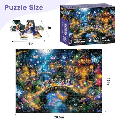300 Pieces Butterfly Puzzles for Adults Children 20.5x15 in | Fairy Puzzle for Adults Children, Scenery Puzzle 300 Pieces, Gift for Birthday, Home Decor, Fun for Family Entertainment - style: Butterfly