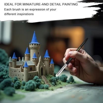 Dry Brush Miniature Painting Drybrush Set, 5 Sizes (#1, #2, #3, #4, #5) Animal Hair Brushes for Advanced & Professional Art, Black - color: Black
