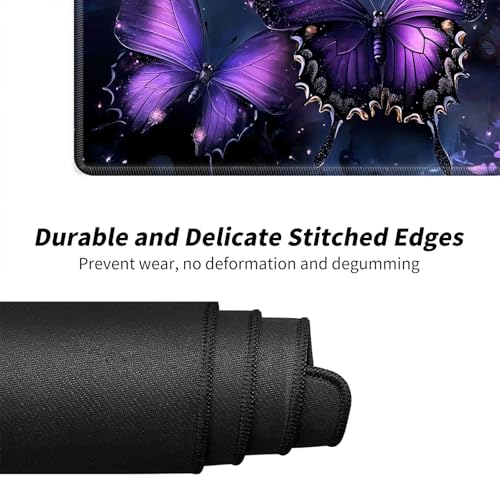 Purple Butterfly with Glittering for MTG & TCG Playmat Mouse Pad,BFDHGQZC 24" x 14" Game Mat for MTG/RPG/CCG Trading Card Game Playmats Table Mat Perfect for Card Games Video Games Computer Office - color: Purple Butterfly With Glittering