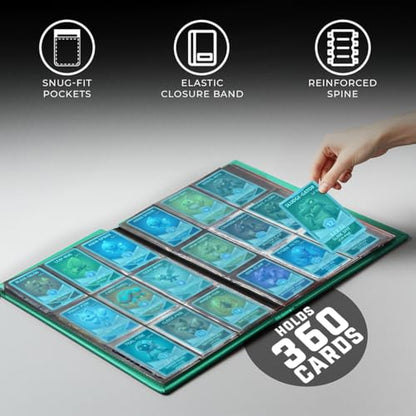 CardGuard Trading Card Binder Pro-Folio – 9 Pocket Binder - Side-Loading Album, Durable & Acid-Free Storage for Pokémon, YuGiOh, MTG, TCG, Game & Sports Cards, Dark Green - color: Dark Green