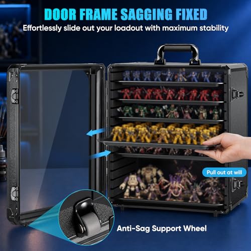ONULISS Miniature Storage Case Miniatures Transport Case Aluminum Alloy Frame with Side Mesh Pouch 6 Trays (X-Large Size) - size: X-Large