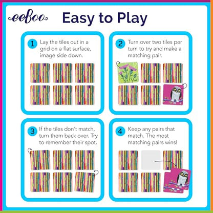 eeBoo Life on Earth Memory & Matching Game, Ages 3+, 1-4 Players | Introduces global flora & fauna. Sharpens recognition, concentration & memory skills. Includes 48 tiles, 24 pairs - style: Life on Earth