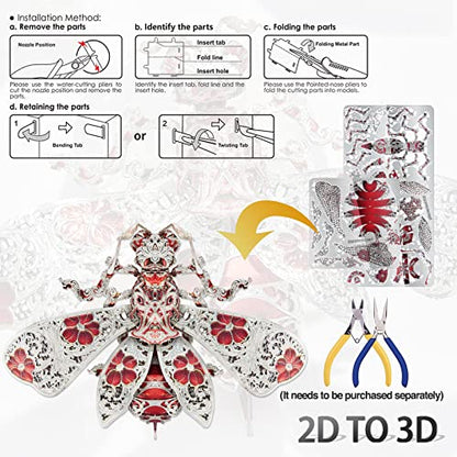 Piececool 3D Puzzles for Adults, Honey Bee 3D Metal Model Kits, Animal Model Building Kit for Stress Relief Insect Themed Fashion Brooch Assembling DIY Crafts - color: Honey Bee