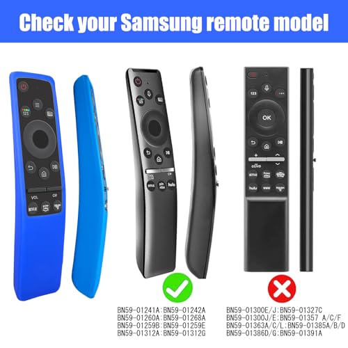 2 Pack Samsung TV Remote Silicone Protective Case - Compatible with BN59 Series - Glow in The Dark - Blue/Black Skin Sleeve - color: Blue not Glow+ Black not Glow