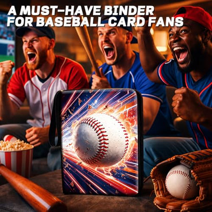 Baseball Card Binder with Sleeves, 9-Pocket Portable Card Protectors Album Holder Book with Zipper, Fits 900 Cards with 50 Removable Sleeves, Baseball Cards Display Storage Carrying Case -GYYS02 - color: Baseball-GYYS02-900 cards