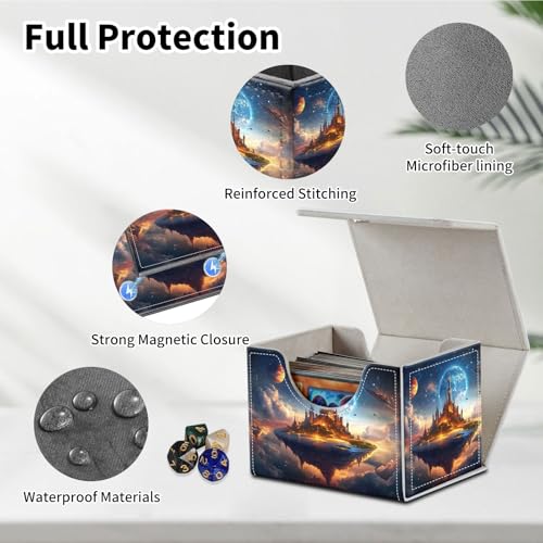Stylish MTG Deck Box for 110+ Cards, Magnetic Commander Deck Case with Bonus Game Card Pouch, Durable Storage for TCG and Sleeved Magic Cards, Fantasy Space - color: Fantasy Space