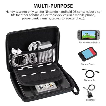 Carrying Case for 2DS Console and Accessories, Hard Shell Protective Travel Case, with 8 Game Slot and Inner Pocket, Wrist Strap (Black) - color: Black