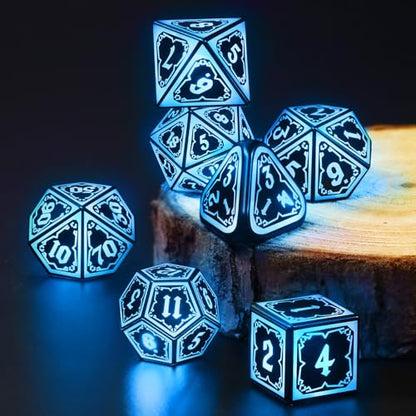 FONVGOGO DND Dice Set, Dungeons and Dragons Light Up Rechargeable LED Dice | D and D Glow in the Dark Dice with Charging Box for RPG Tabletop Games, DND Gifts for Ttrpg, Astral Shard Blue - color: Astral Shard Blue